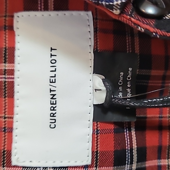CURRENT / ELLIOTT - TELLA Shirt Red Tartan Plaid Cropped Shirt - Picture 6 of 16
